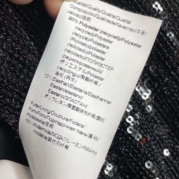 Hugo BOSS Epalleta Dress Women XL Black Sequin Long Sleeve Mini Cocktail - Picture 13 of 13